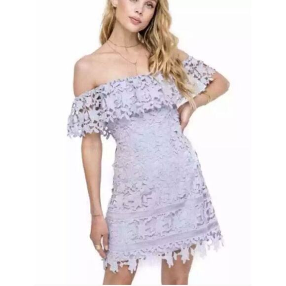 ASTR the Label Lavender Lace Overlay Off the Shoulder Party Dress Women Sz M NWT - Picture 1 of 11